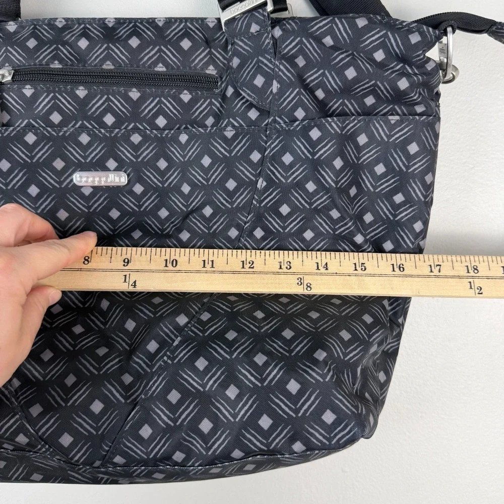 Baggallini Avenue Tote Bag Women's Black Gray Geometric Polyester Multi-Pocket